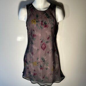 My Michelle SZ9/10 Vintage 80s Black Sheer Floral Slip Dress Fairy Dark Romantic